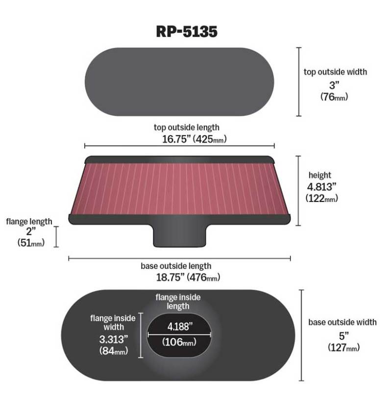 K&N Air Filter with Carbon Fiber Top and Base-SR1 Performance