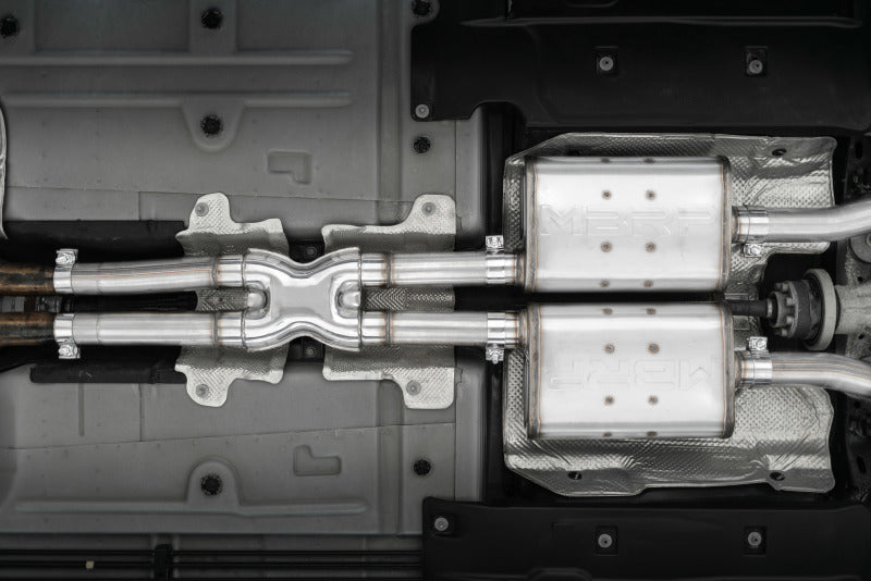 MBRP 2015+ Dodge Challenger 3.6L SS 2.5in Quad Tip Split Rear Exit w/ Carbon Fiber Tips - T304-SR1 Performance
