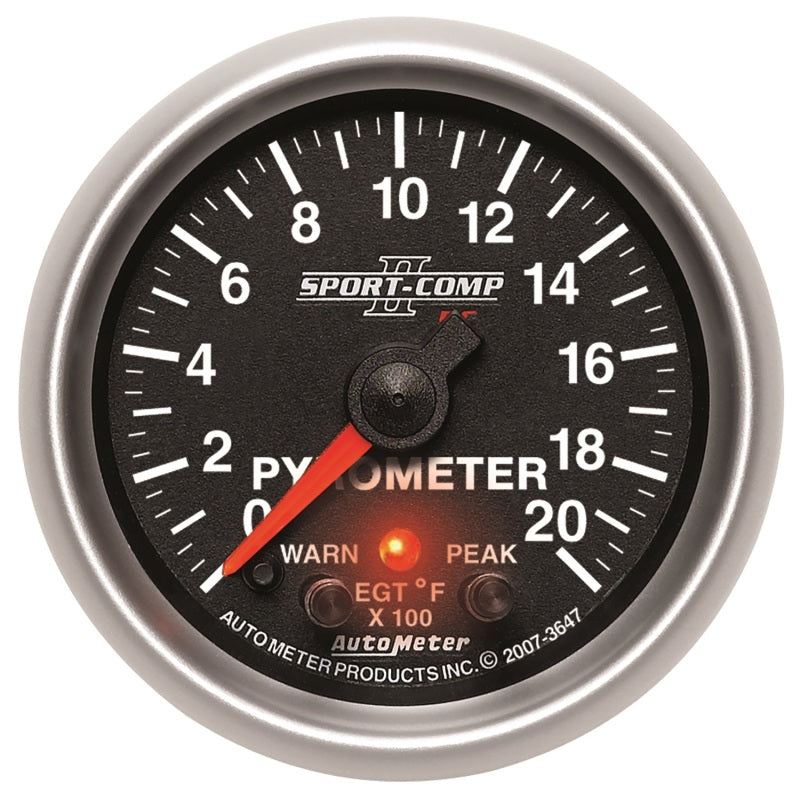 Autometer Elite 52.4mm 0-2000F Pyrometer Peak & Warn w/ Electronic Control Gauge-SR1 Performance