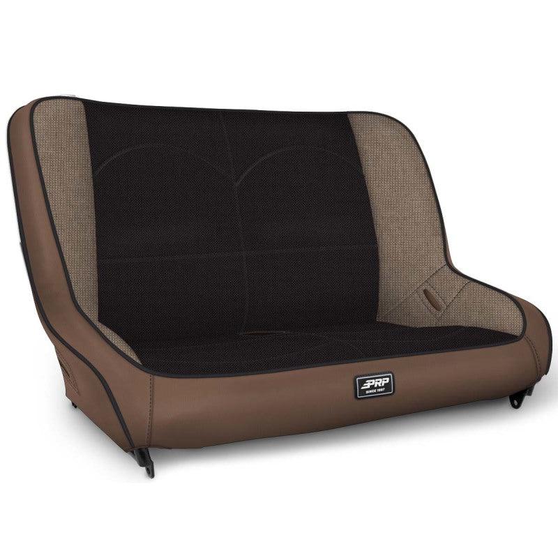 PRP Jeep TJ/LJ/JK Low Back Rear Bench - Tan / Black-SR1 Performance