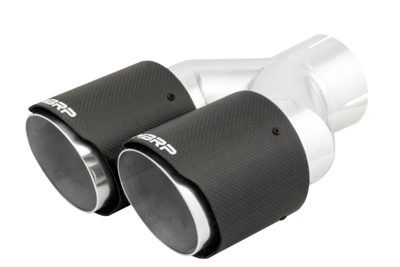 MBRP 3in ID / Dual 4in OD Out Staggered L 9.87in / R 9.37in Dual Wall Carbon Fiber Univ Exhaust Tip-SR1 Performance