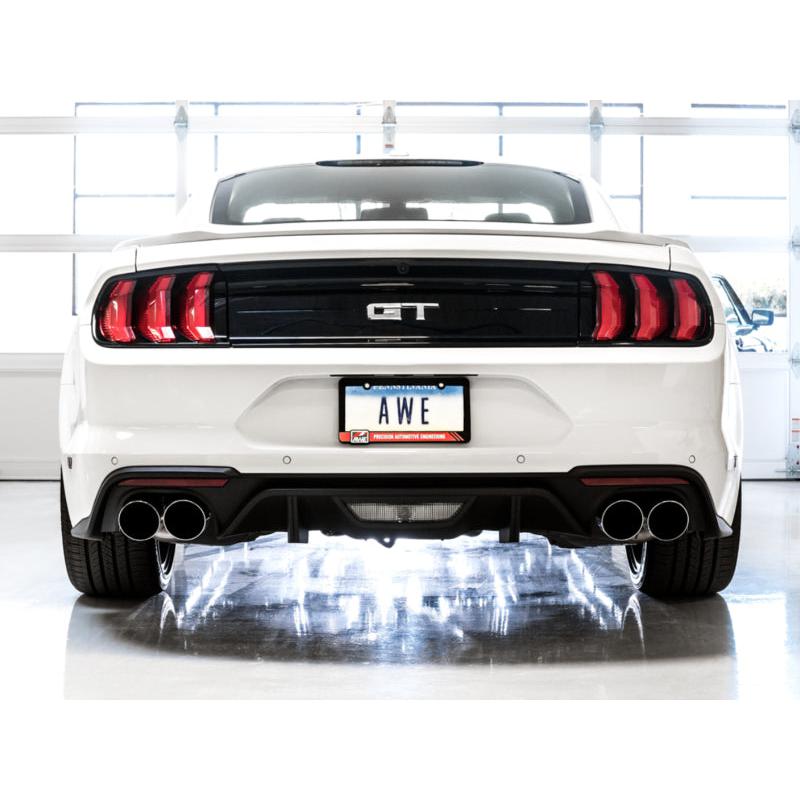 AWE Tuning 2018+ Ford Mustang GT (S550) Cat-back Exhaust - Touring Edition (Quad Chrome Silver Tips)-SR1 Performance