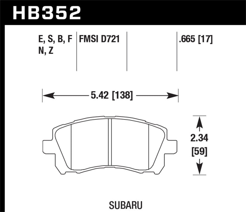 Hawk 02-03 WRX / 98-01 Impreza / 97-02 Legacy 2.5L / 98-02 Forester 2.5L D721 HPS Street Front Brake-SR1 Performance