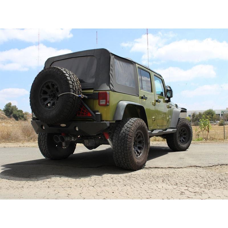 aFe Rebel Series Cat-Back 2.5in Dual Center Exit SS Exhaust w/ Black Tips 07-14 Jeep Wrangler V6-SR1 Performance