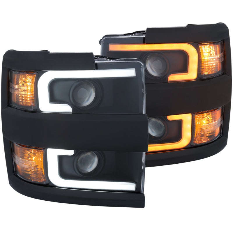ANZO Projector Headlights 15-17 Chevrolet Silverado 2500HD / 3500HD Black w/ Black Rim-SR1 Performance