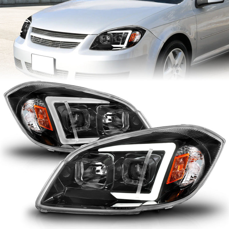 ANZO 05-10 Chevrolet Cobalt / 07-10 Pontiac G5 LED Projector Headlights w/ Seq Black Housing-SR1 Performance