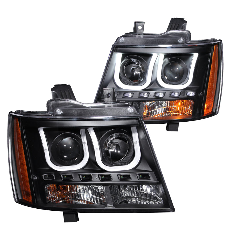 ANZO 2007-2013 Chevrolet Avalanche Projector Headlights w/ U-Bar Black-SR1 Performance