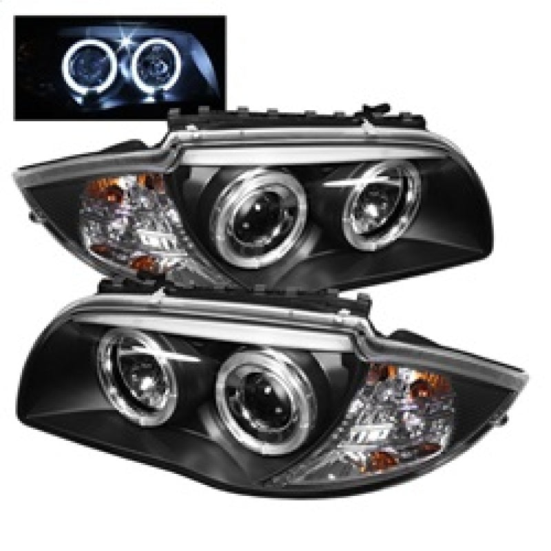 Spyder BMW E87 1-Series 08-11 Projector Headlights LED Halo Black High H1 Low H7 PRO-YD-BMWE87-HL-BK-SR1 Performance