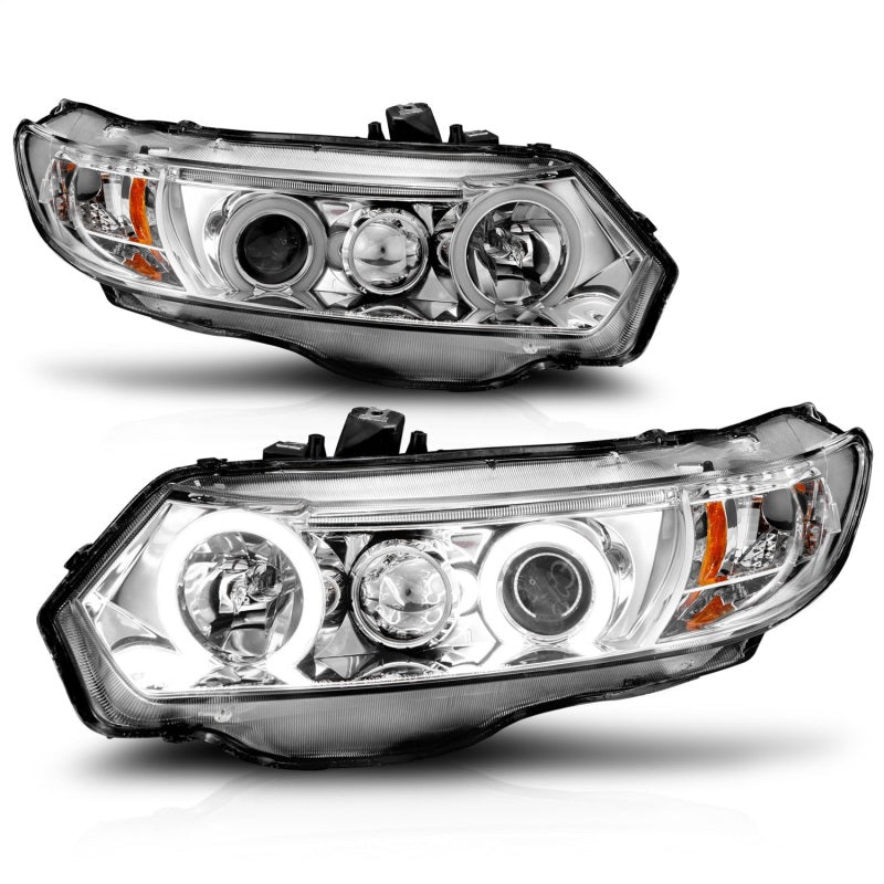 ANZO 2006-2011 Honda Civic Projector Headlights w/ Halo Chrome (CCFL)-SR1 Performance