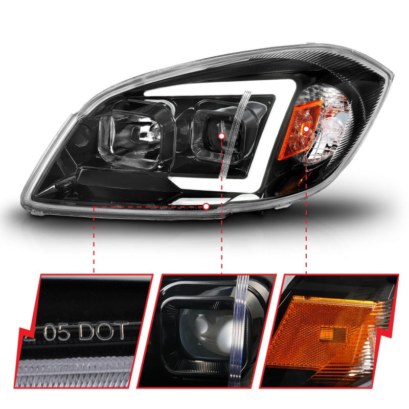 ANZO 05-10 Chevrolet Cobalt / 07-10 Pontiac G5 LED Projector Headlights w/ Seq Black Housing-SR1 Performance