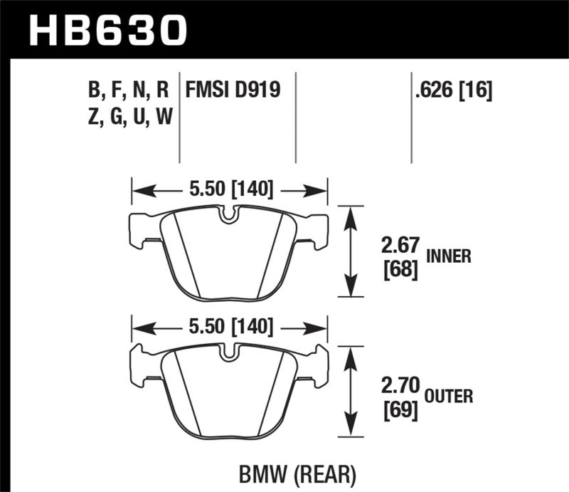 Hawk 04-10 BMW 535i/545i/550i / 04-10 645Ci/650i /02-09 745i/745Li/750 HP+ Street Brake Pads-SR1 Performance