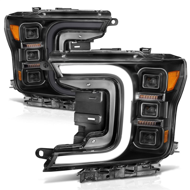 Anzo 18-20 Ford F-150 Full Led Projector Smoke Bar Style Headlights Black Amber-SR1 Performance