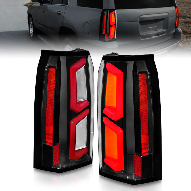 ANZO 2015-2020 Chevrolet Tahoe LED Tail Lights w/ Light Bar Black Housing Clear Lens-SR1 Performance