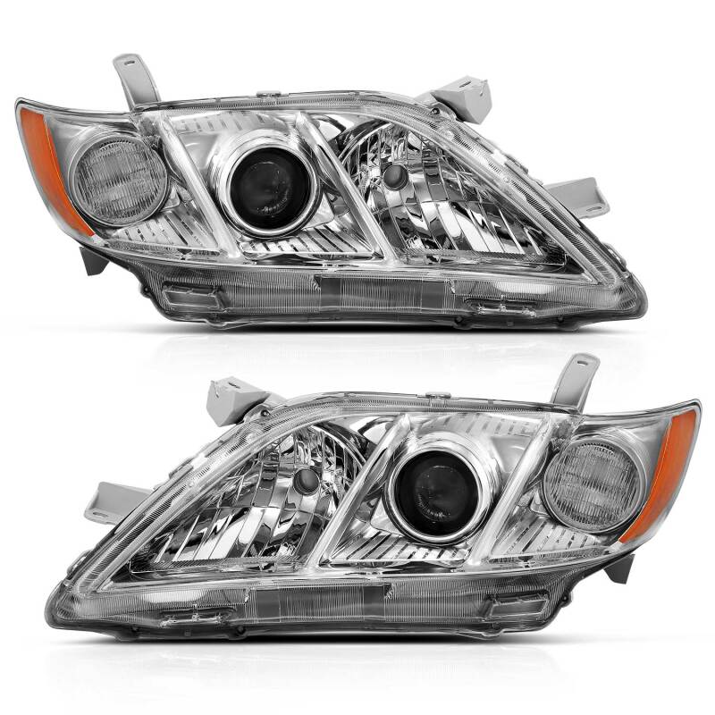 ANZO 2007-2009 Toyota Camry Projector Headlight Chrome Amber (OE Replacement)-SR1 Performance