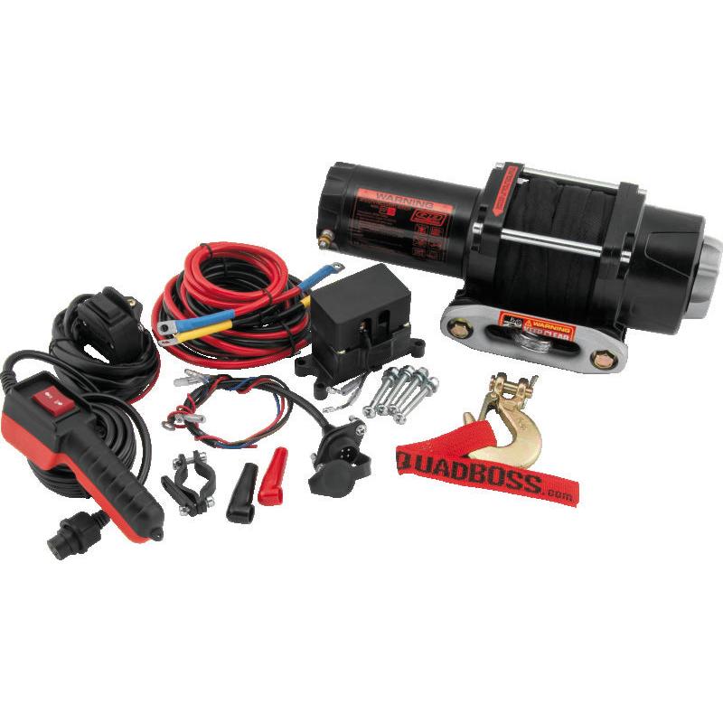 QuadBoss 3500 lb Winch with Dyneema Synthetic Rope * Heavy-Duty Powersports Winch