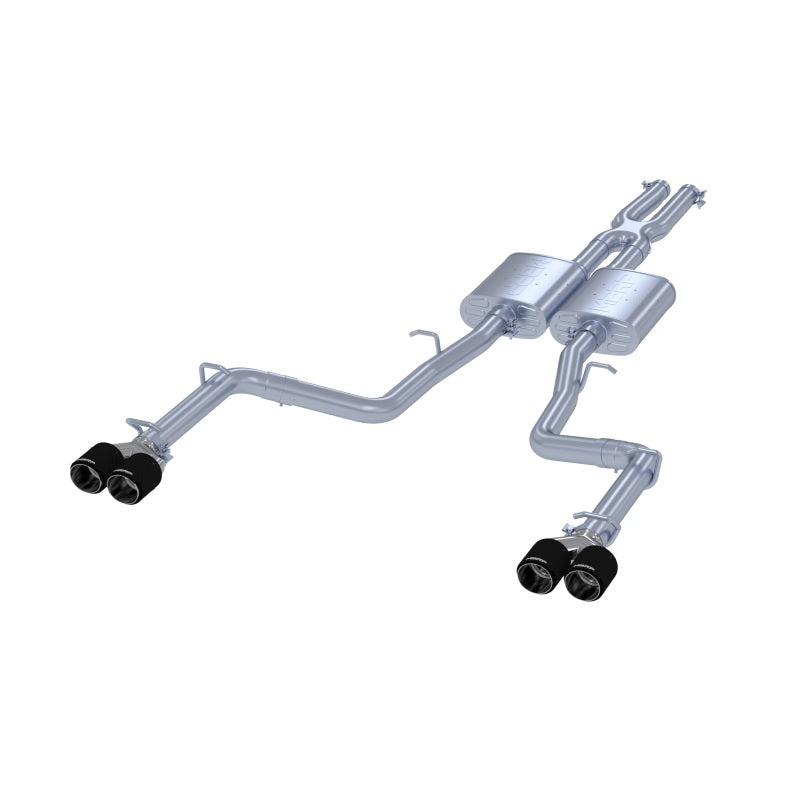 MBRP 2015+ Dodge Challenger 3.6L SS 2.5in Quad Tip Split Rear Exit w/ Carbon Fiber Tips - T304-SR1 Performance