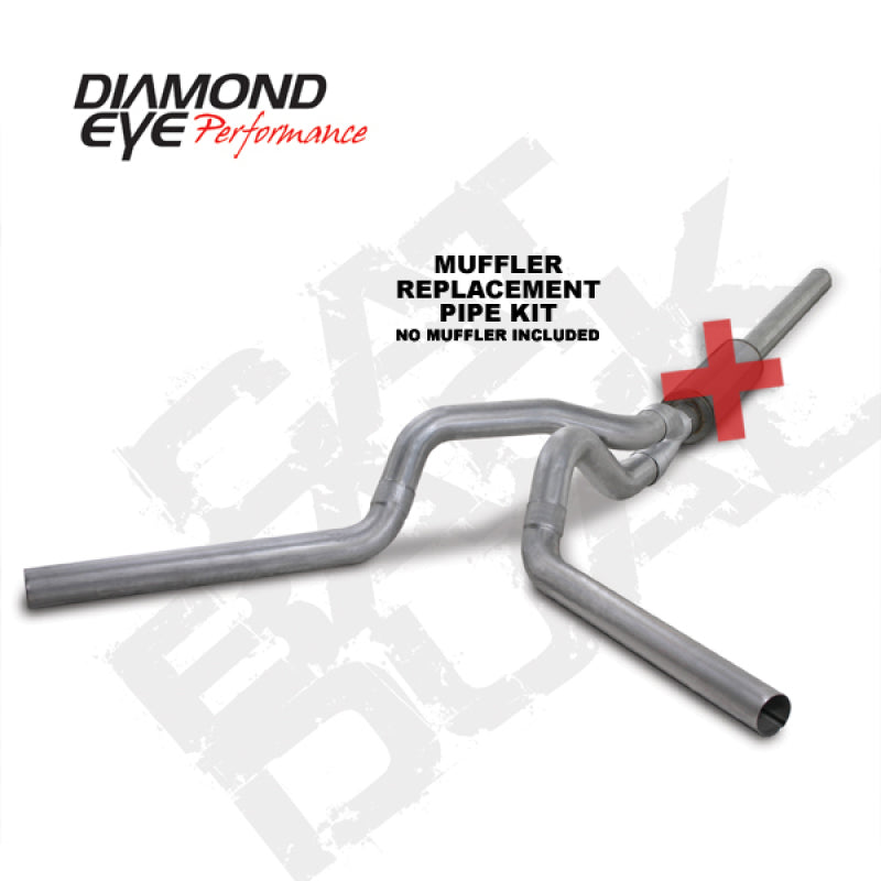 Diamond Eye KIT 4in CB MFLR RPLCMENT PIPE DUAL AL: 2004.5-2007.5 DODGE CUMMINS 600-SR1 Performance