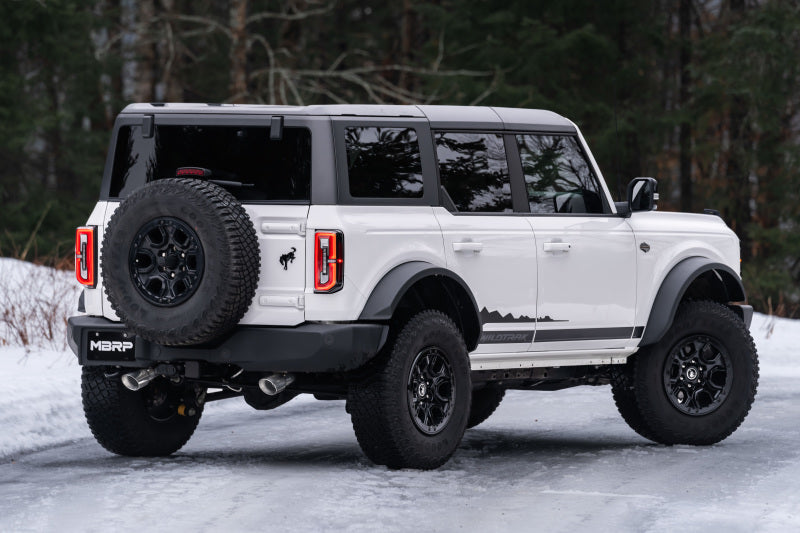 MBRP 21-22 Ford Bronco 2.3/2.7L EcoBoost 2/4-Dr 3in Catback Dual Split Rear Exit Aluminized Steel-SR1 Performance