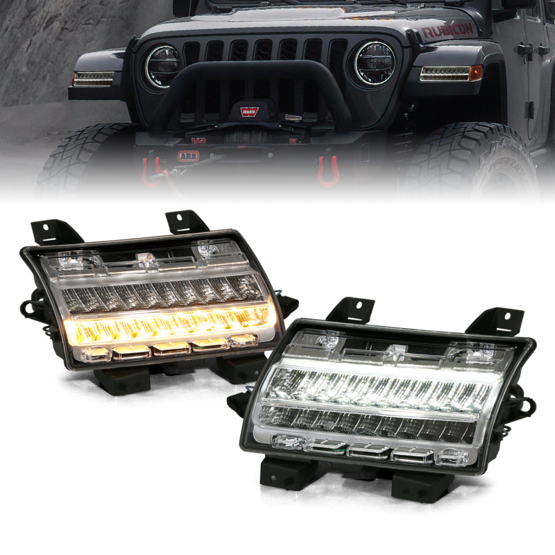 ANZO 18-19 Jeep Wrangler JL Halogen Chrome Clear w/ Sequential Signal-SR1 Performance