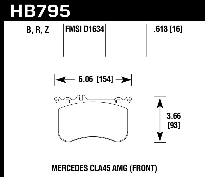 Hawk 14-17 Mercedes-Benz CLA 45 AMG/15-17 Mercedes-Benz GLA 45 AMG HPS 5.0 Front Brake Pads-SR1 Performance