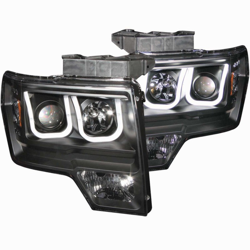 ANZO 2009-2014 Ford F-150 Projector Headlights w/ U-Bar Black-SR1 Performance