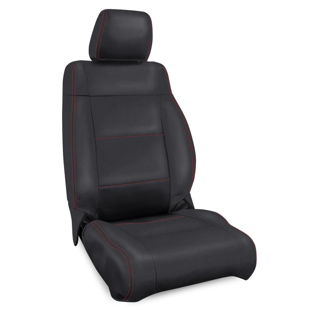 PRP 11-12 Jeep Wrangler JK Front Seat Covers/2 door or 4 door (Pair) - Black with Red Stitching-SR1 Performance