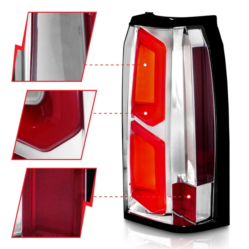 ANZO 2015-2020 Chevrolet Tahoe LED Tail Lights w/ Light Bar Chrome Housing Clear Lens-SR1 Performance