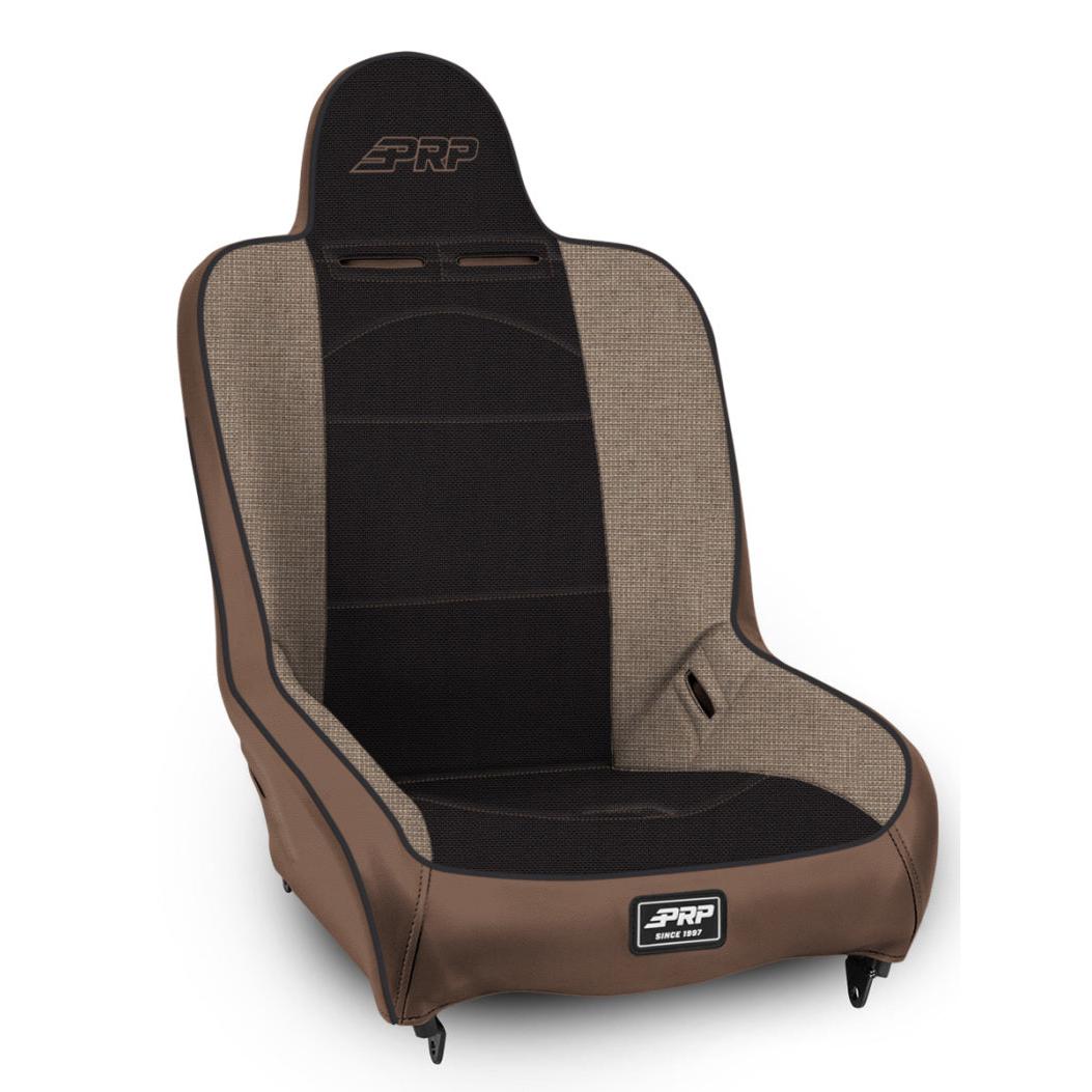 PRP Premier High Back Suspension Seat (Two Neck Slots) - Tan / Black-SR1 Performance