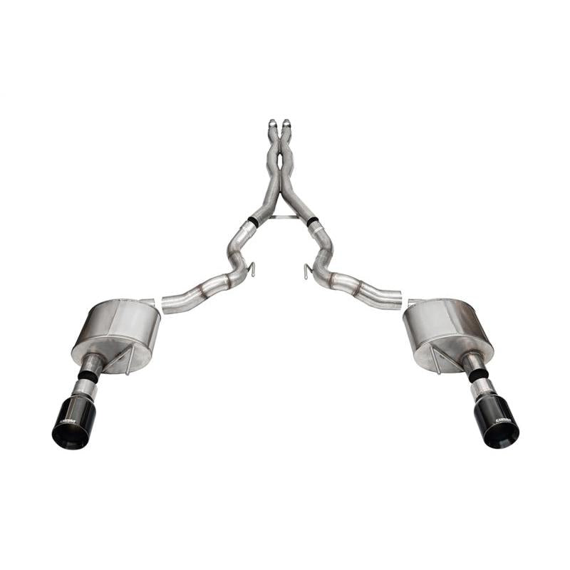 Corsa 24 Ford Mustang GT Conv Xtreme CatBk Ex.Sys 3.0in Dual Rear Exit w4.5in Black StraightCut Tip-SR1 Performance