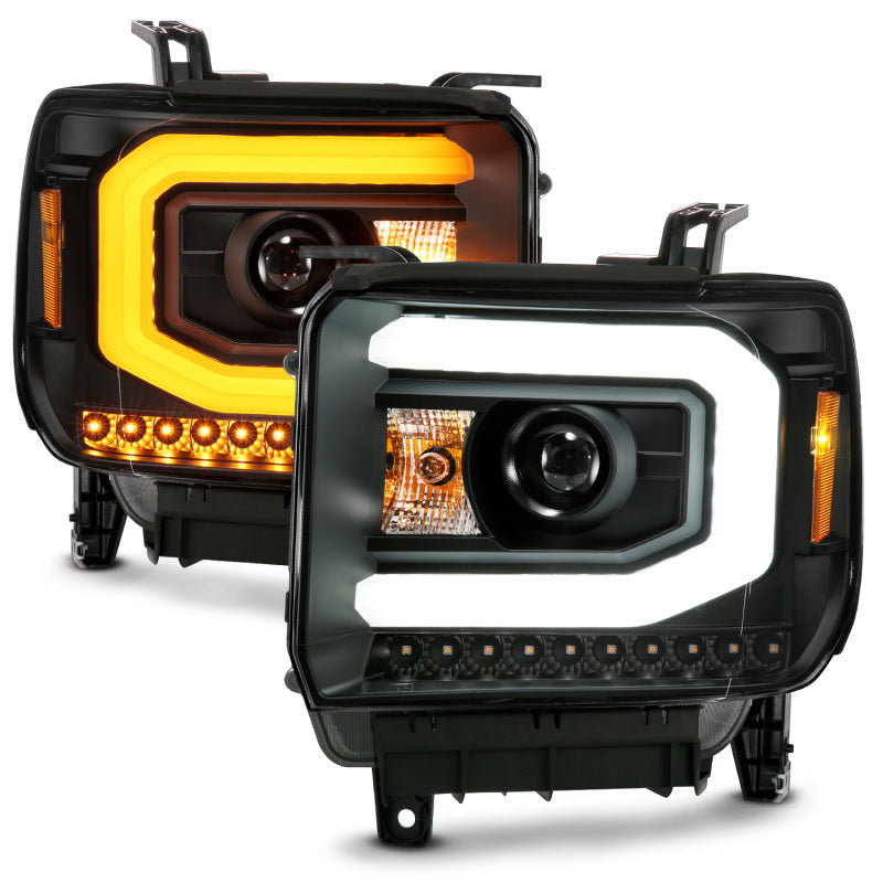 ANZO GMC SIERRA 1500 14-15 2500H/15-19 Projector Headlight Plank Style Black w/ Switchback (Halogen)-SR1 Performance