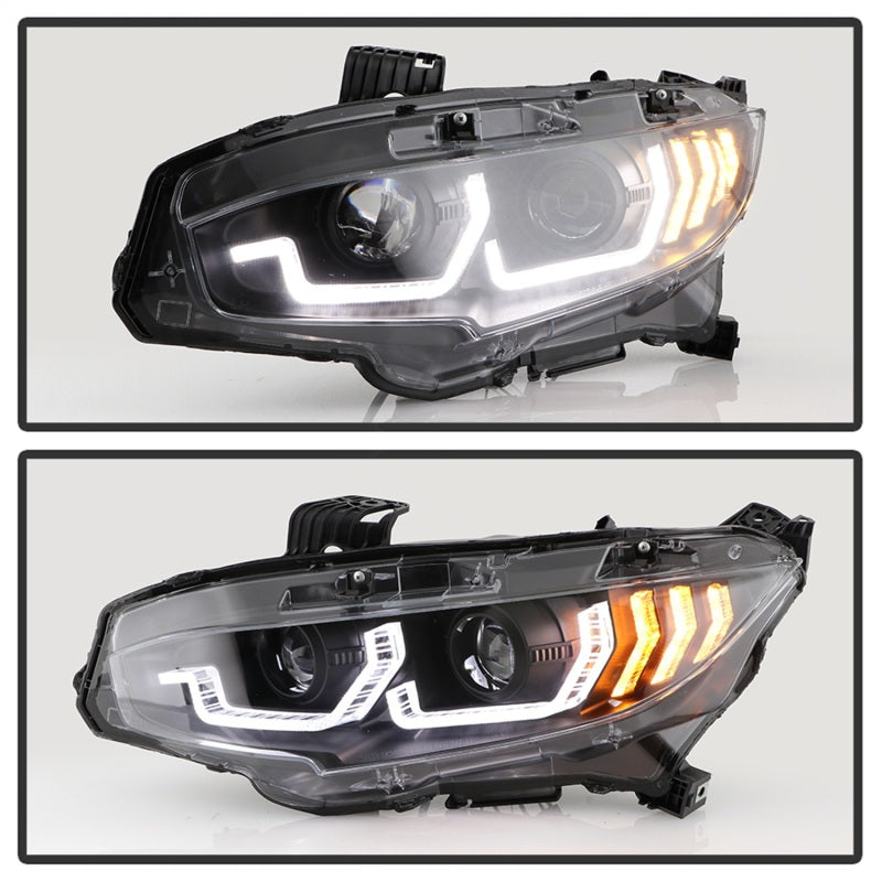 Spyder Honda Civic 16- 2DR/4DR/Hatchback Projector Headlights - Black PRO-YD-HC16SI-SEQGR-BK-SR1 Performance
