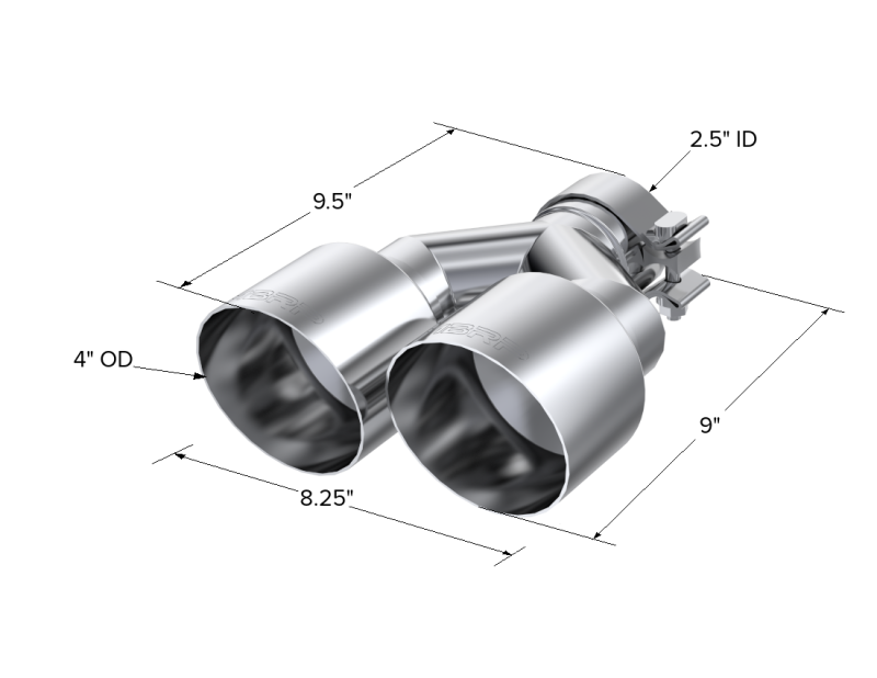 MBRP Universal T304 SS Dual Tip 4in OD/2.5in Inlet-SR1 Performance