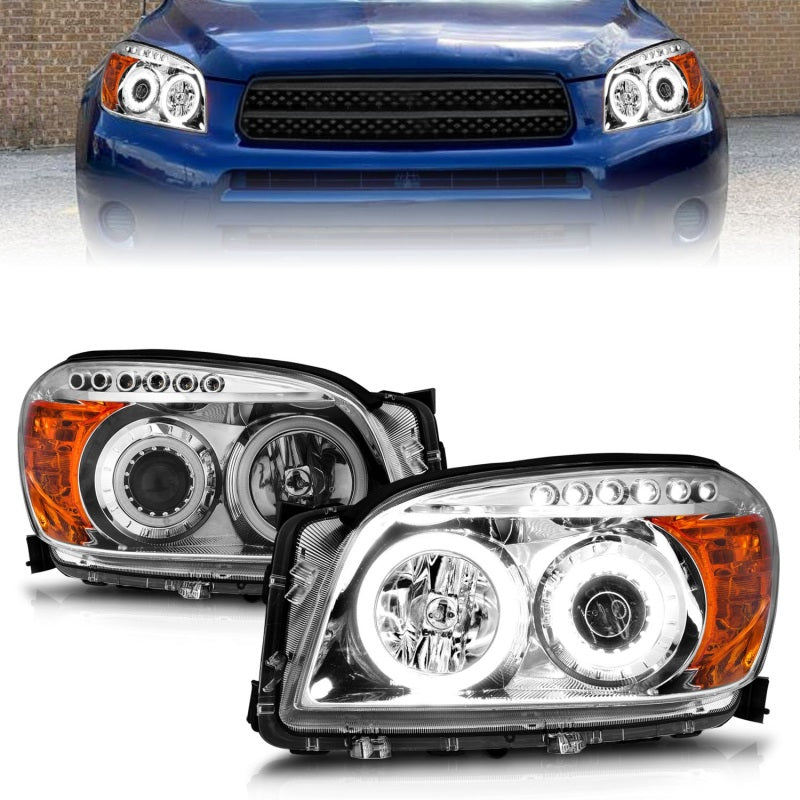 ANZO 2006-2008 Toyota Rav4 Projector Headlights w/ Halo Chrome (CCFL)-SR1 Performance
