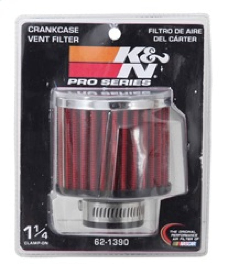 K&N 1.25in Flange ID x 3in OD x 2.5in H Rubber Base Crankcase Vent Filter-SR1 Performance