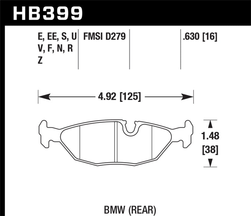 Hawk 84-4/91 BMW 325 (E30) HP+ Street Rear Brake Pads-SR1 Performance