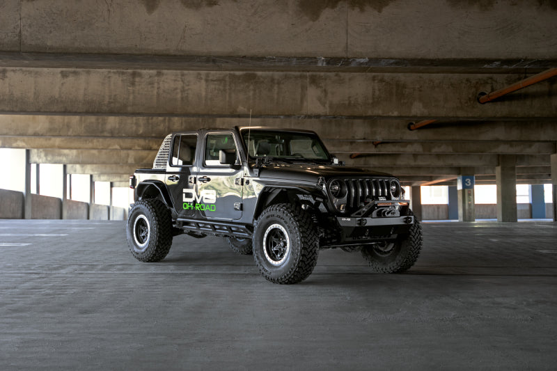 DV8 Offroad FS-25 Stubby Front Bumper with Plated Bull Bar for Jeep Wrangler & Gladiator