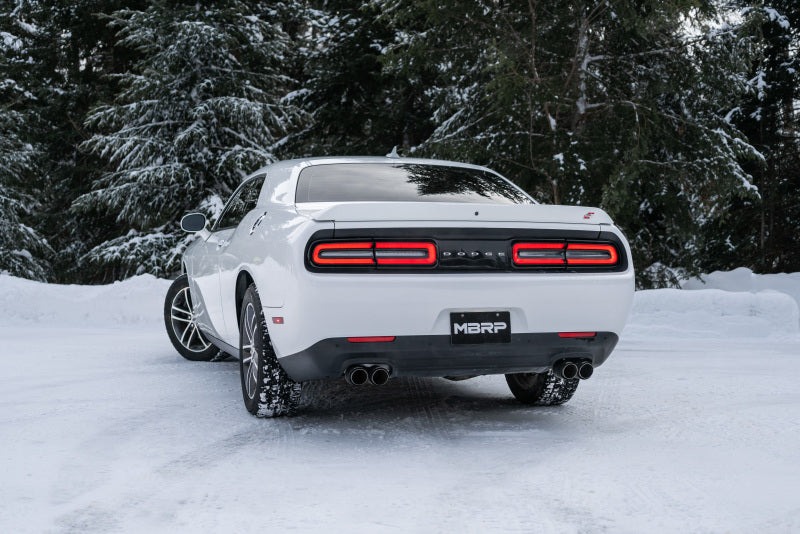 MBRP 2015+ Dodge Challenger 3.6L SS 2.5in Quad Tip Split Rear Exit w/ Carbon Fiber Tips - T304-SR1 Performance
