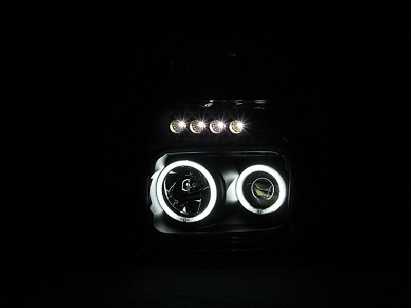 ANZO 2008-2010 Ford F-250 Projector Headlights w/ Halo Black (CCFL)-SR1 Performance