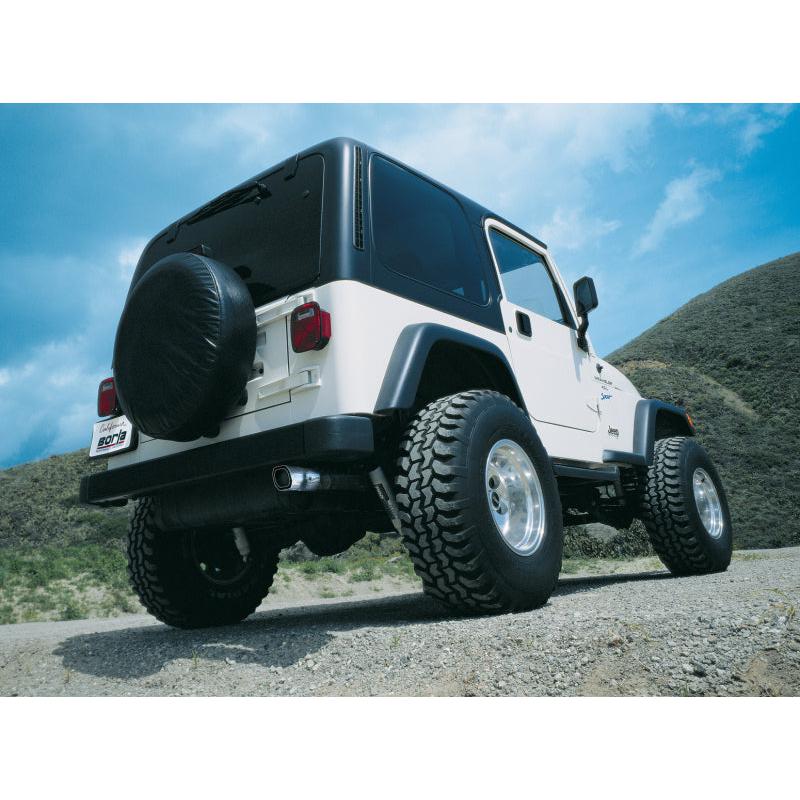 Borla 97-99 Jeep Wrangler 2.5/4.0L w/o Hitch Cat-Back 2.25in Single Sqr Angle Cut Phntm Rear-SR1 Performance