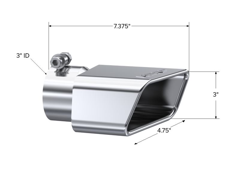 MBRP Universal Tip 4.50in x 2.75in ID Rectangle Angled Cut 3in OD Inlet 7.75in Lgth T304 Driver Side-SR1 Performance