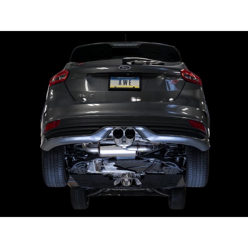 AWE Tuning Ford Focus ST Touring Edition Cat-back Exhaust - Resonated - Chrome Silver Tips-SR1 Performance