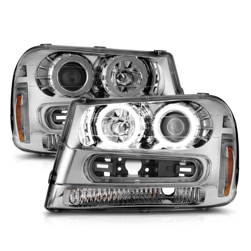 ANZO 02-09 Chevrolet Trailblazer Projector Headlights w/ Halo Chrome Housing (Non-LT Models)-SR1 Performance