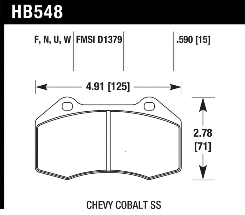 Hawk 08-10 Chevrolet Cobalt / HHR HPS 5.0 Front Brake Pads-SR1 Performance