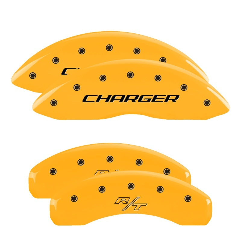 MGP 4 Caliper Covers Engraved Front Charger Engraved Rear RT Yellow finish black-SR1 Performance