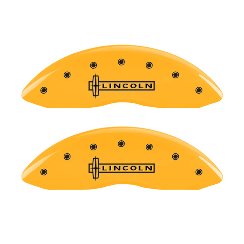MGP 4 Caliper Covers Engraved Front Lincoln Engraved Rear Star logo Yellow finish black-SR1 Performance