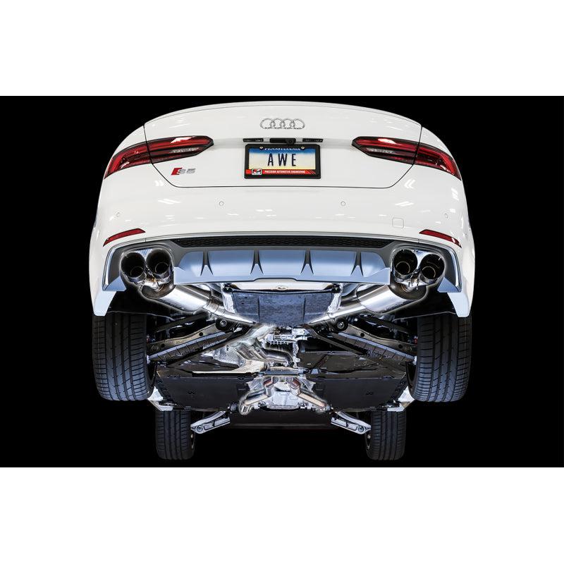 AWE Tuning Audi B9 S5 Sportback Touring Edition Exhaust - Non-Resonated (Black 102mm Tips)-SR1 Performance