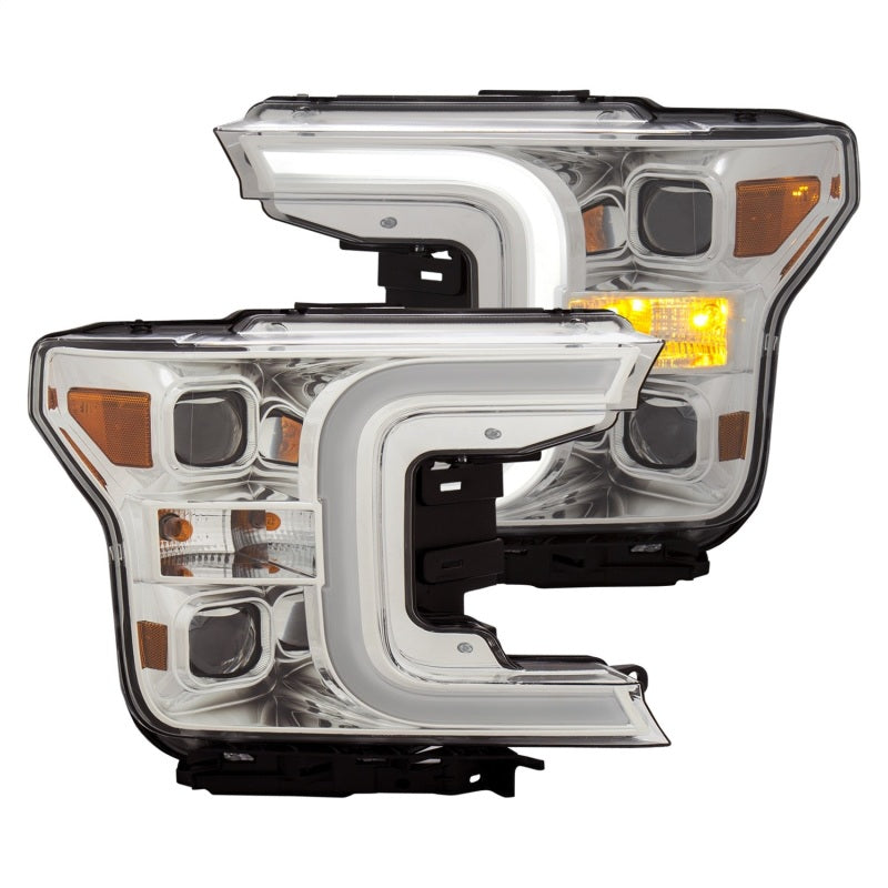ANZO 18-19 Ford F-150 Projector Headlights w/Plank Style Switchback Chrome w/Amber-SR1 Performance