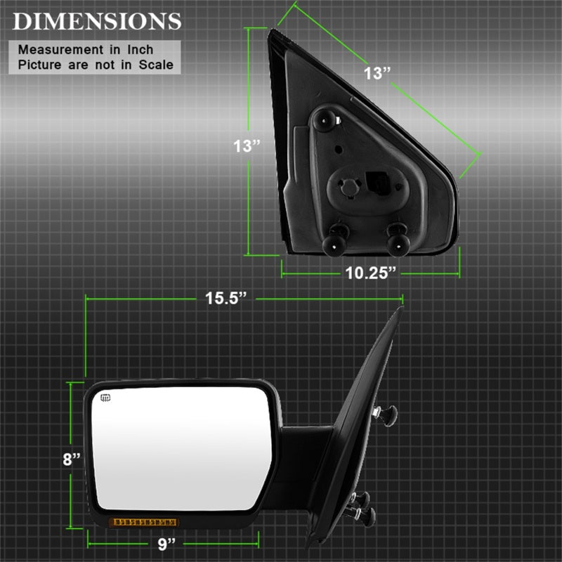 Xtune Ford F150 07-14 Power Heated Amber LED Signal OE Mirror Left MIR-03349EH-P-L-SR1 Performance