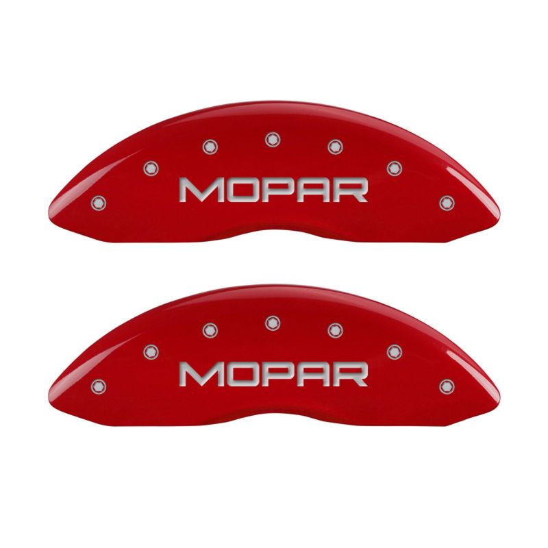 MGP 4 Caliper Covers Engraved Front & Rear MOPAR Red finish silver-SR1 Performance