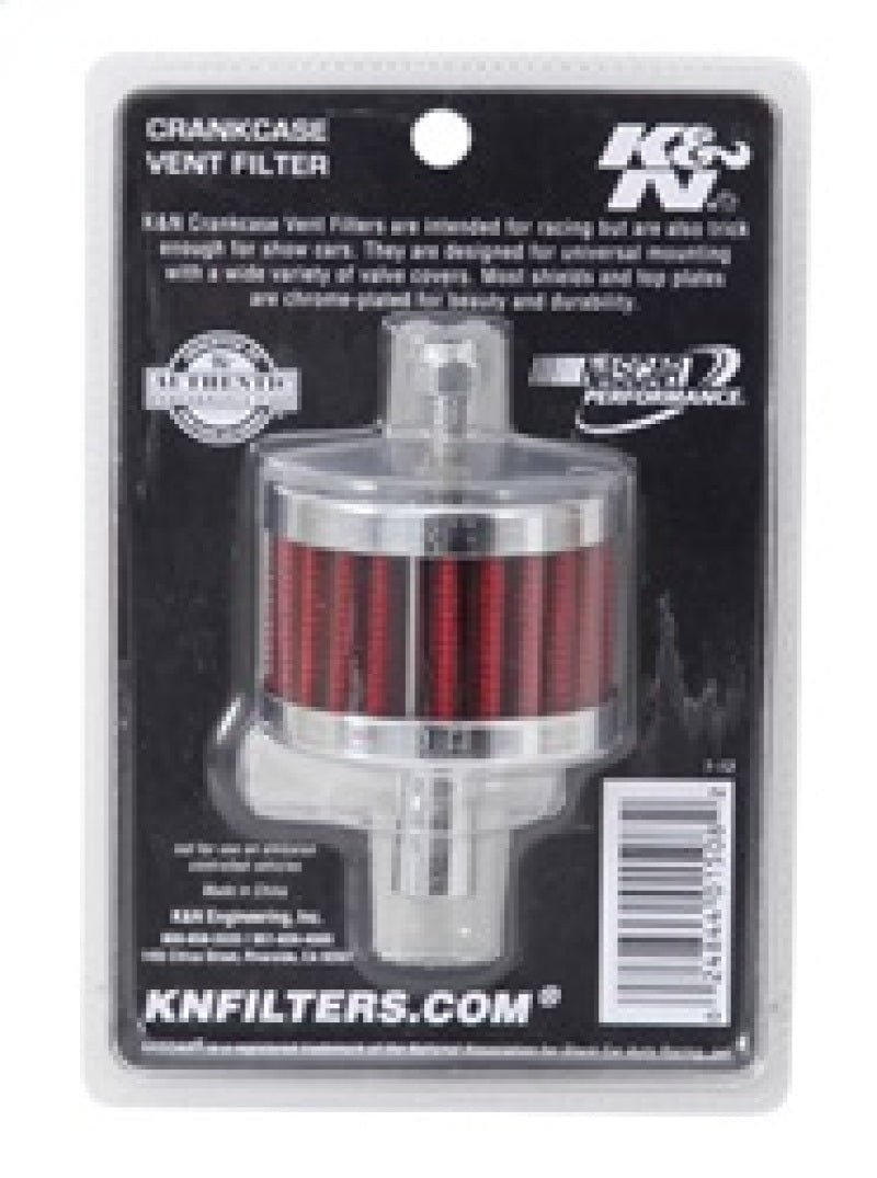 K&N Steel Base Crankcase Vent Filter 0.5in Vent OD x 2in OD x 1.5in Height-SR1 Performance